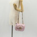 GUCCI GG Marmont Chain Shoulder Bag Leather Pink Gold 739682 Auth 154073V-24