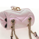 GUCCI GG Marmont Chain Shoulder Bag Leather Pink Gold 739682 Auth 154073V-7