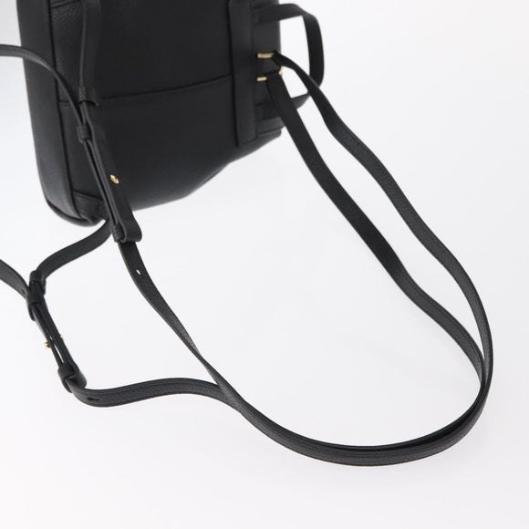 Salvatore Ferragamo Gancini Backpack Leather Black Gold Auth 154075SM