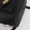 Salvatore Ferragamo Gancini Backpack Leather Black Gold Auth 154075SM-14