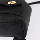 Salvatore Ferragamo Gancini Backpack Leather Black Gold Auth 154075SM-15