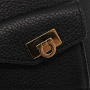 Salvatore Ferragamo Gancini Backpack Leather Black Gold Auth 154075SM-18