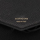 Salvatore Ferragamo Gancini Backpack Leather Black Gold Auth 154075SM-20