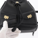 Salvatore Ferragamo Gancini Backpack Leather Black Gold Auth 154075SM-22