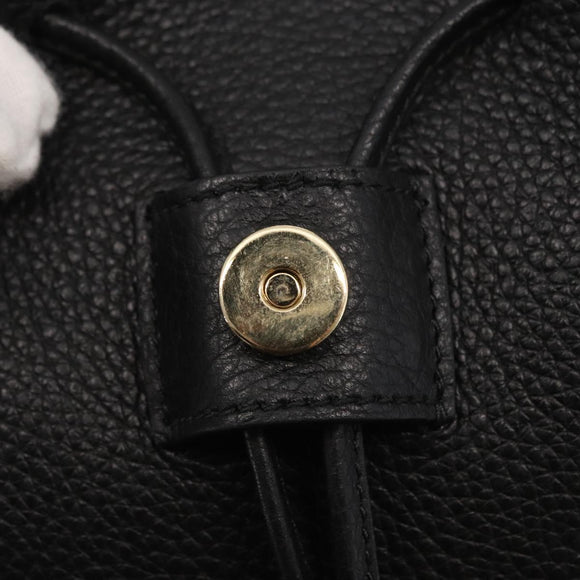 Salvatore Ferragamo Gancini Backpack Leather Black Gold Auth 154075SM