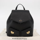 Salvatore Ferragamo Gancini Backpack Leather Black Gold Auth 154075SM-31