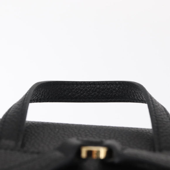 Salvatore Ferragamo Gancini Backpack Leather Black Gold Auth 154075SM