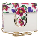 Salvatore Ferragamo Chain Gancini Bag Canvas Multicolor Gold Auth 154076SAM-1