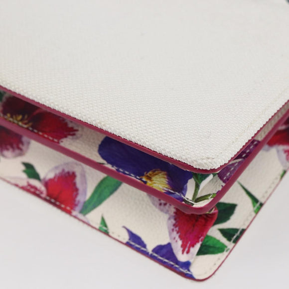 Salvatore Ferragamo Chain Gancini Bag Canvas Multicolor Gold Auth 154076SAM