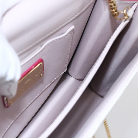 Salvatore Ferragamo Chain Gancini Bag Canvas Multicolor Gold Auth 154076SAM