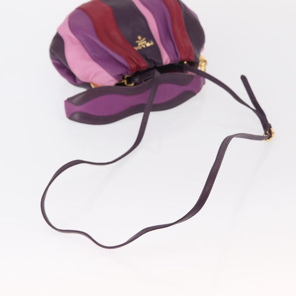 PRADA Hand Bag Leather 2way Multicolor Gold Auth 154077SAM