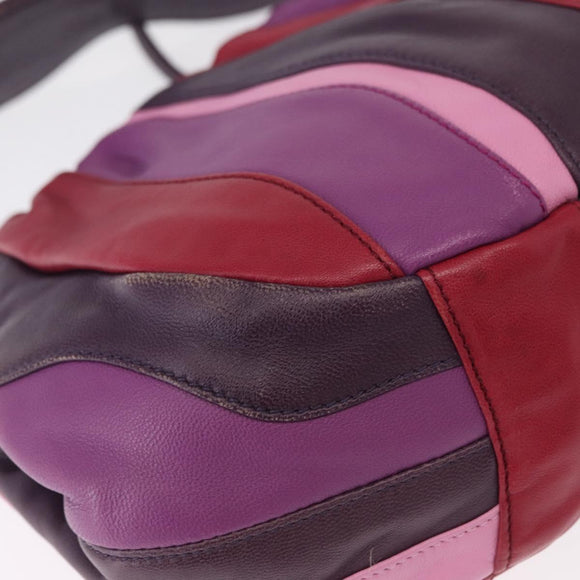 PRADA Hand Bag Leather 2way Multicolor Gold Auth 154077SAM