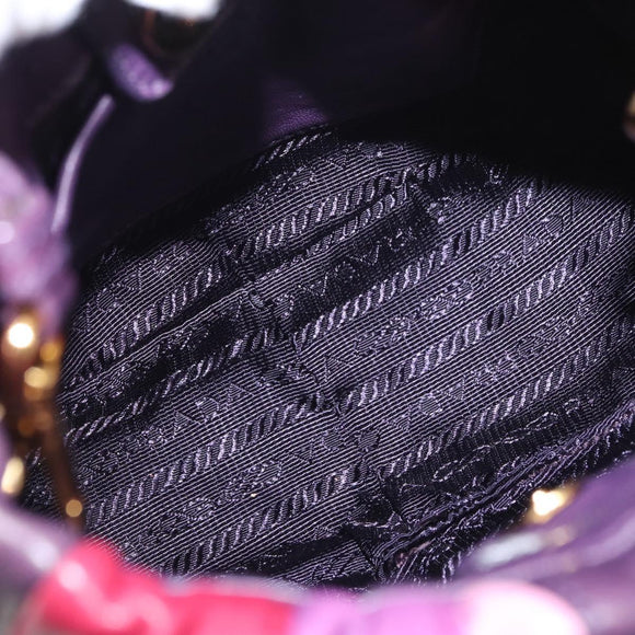 PRADA Hand Bag Leather 2way Multicolor Gold Auth 154077SAM