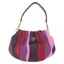 PRADA Hand Bag Leather 2way Multicolor Gold Auth 154077SAM-13