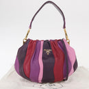 PRADA Hand Bag Leather 2way Multicolor Gold Auth 154077SAM-12