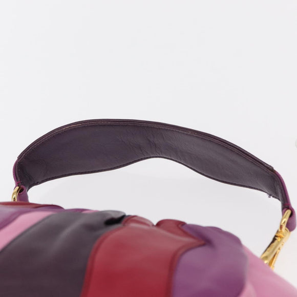 PRADA Hand Bag Leather 2way Multicolor Gold Auth 154077SAM