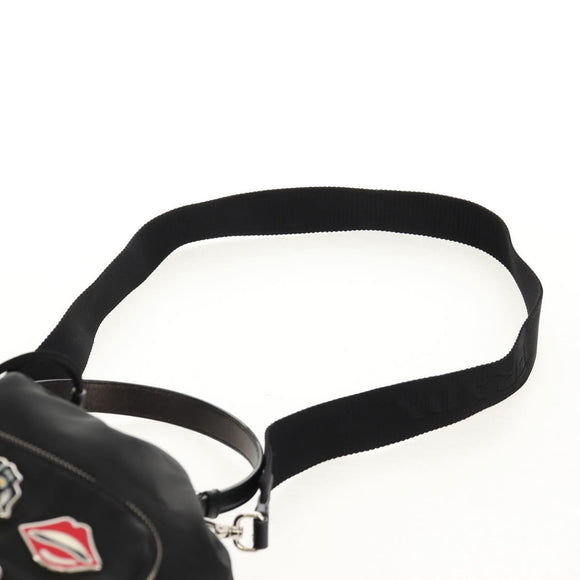 PRADA Hand Bag Nylon 2way Black Silver Auth 154078SAM