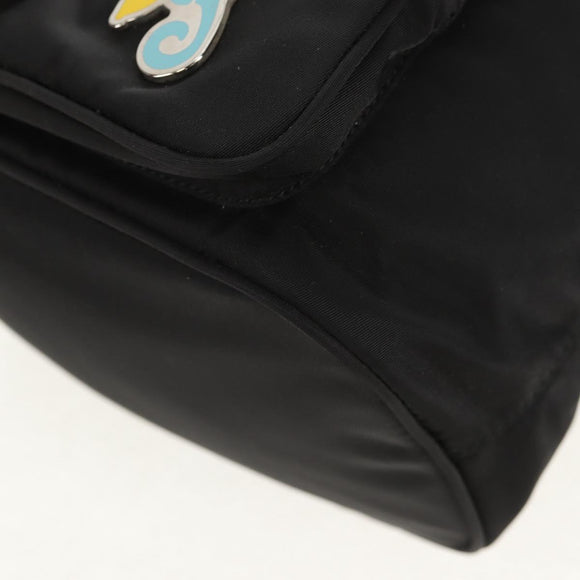 PRADA Hand Bag Nylon 2way Black Silver Auth 154078SAM