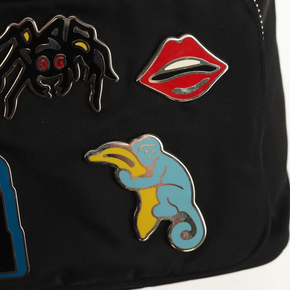 PRADA Hand Bag Nylon 2way Black Silver Auth 154078SAM