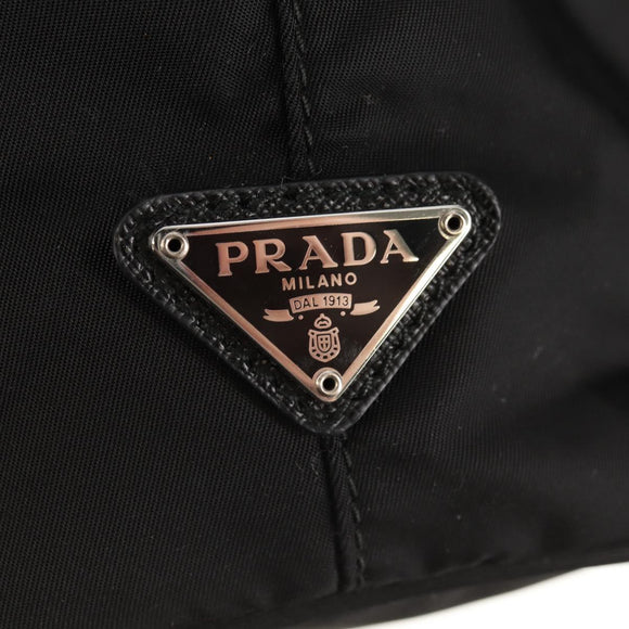 PRADA Hand Bag Nylon 2way Black Silver Auth 154078SAM