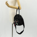 PRADA Hand Bag Nylon 2way Black Silver Auth 154078SAM-28