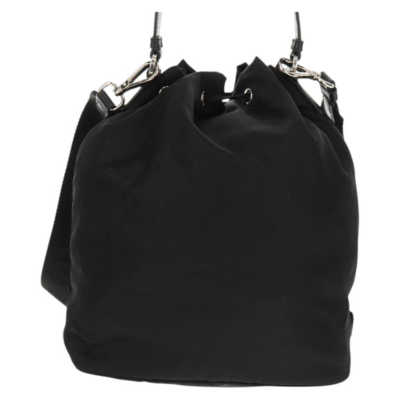 PRADA Hand Bag Nylon 2way Black Silver Auth 154078SAM