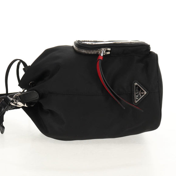 PRADA Hand Bag Nylon 2way Black Silver Auth 154078SAM