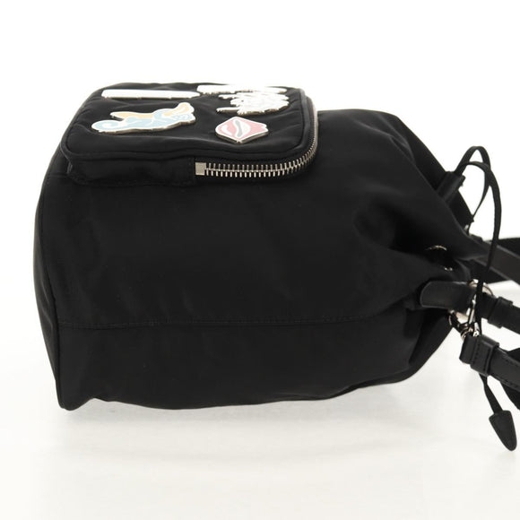 PRADA Hand Bag Nylon 2way Black Silver Auth 154078SAM