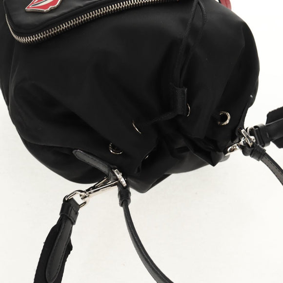 PRADA Hand Bag Nylon 2way Black Silver Auth 154078SAM