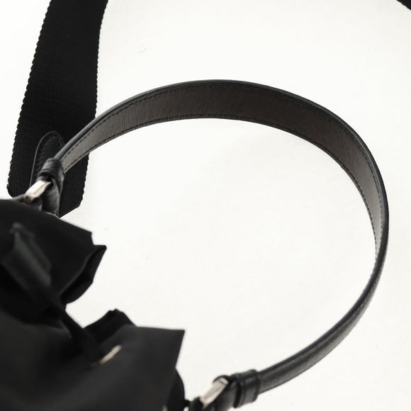 PRADA Hand Bag Nylon 2way Black Silver Auth 154078SAM