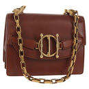 Christian Dior Chain Shoulder Bag Leather Brown Gold Auth 154079V-1