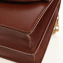 Christian Dior Chain Shoulder Bag Leather Brown Gold Auth 154079V-14