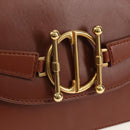 Christian Dior Chain Shoulder Bag Leather Brown Gold Auth 154079V-17