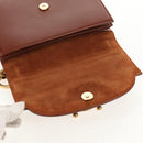 Christian Dior Chain Shoulder Bag Leather Brown Gold Auth 154079V-18