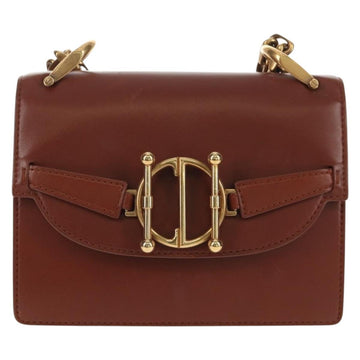 Christian Dior Chain Shoulder Bag Leather Brown Gold Auth 154079V - 0