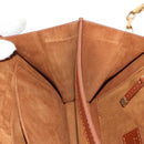 Christian Dior Chain Shoulder Bag Leather Brown Gold Auth 154079V-23