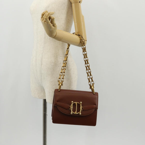 Christian Dior Ketten-Umhängetasche Leder Braun Gold Orig. 154079V
