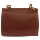 Christian Dior Chain Shoulder Bag Leather Brown Gold Auth 154079V-3