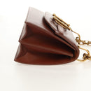 Christian Dior Chain Shoulder Bag Leather Brown Gold Auth 154079V-5