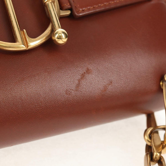 Christian Dior Ketten-Umhängetasche Leder Braun Gold Orig. 154079V