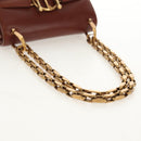 Christian Dior Chain Shoulder Bag Leather Brown Gold Auth 154079V-9