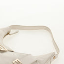 FENDI Mamma Baguette Shoulder Bag Leather White Gold Auth 154081M-10