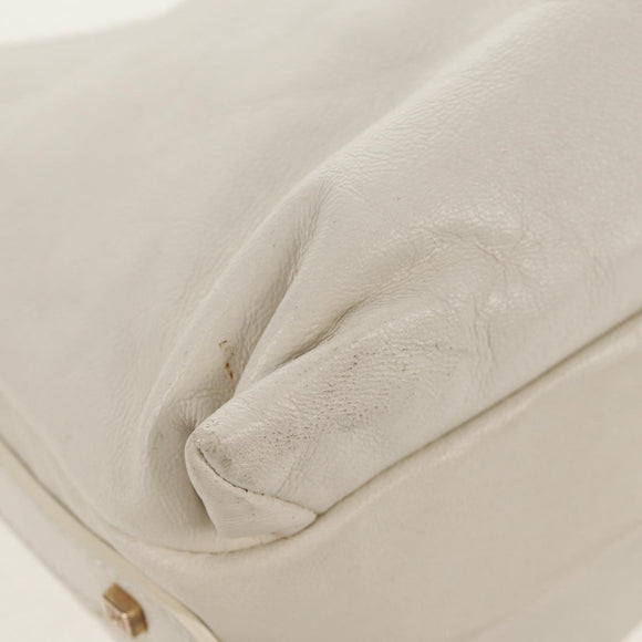 FENDI Mamma Baguette Shoulder Bag Leather White Gold Auth 154081M