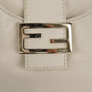 FENDI Mamma Baguette Shoulder Bag Leather White Gold Auth 154081M-16