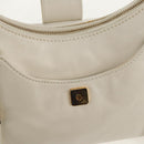 FENDI Mamma Baguette Shoulder Bag Leather White Gold Auth 154081M-17