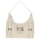 FENDI Mamma Baguette Shoulder Bag Leather White Gold Auth 154081M-2