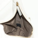 FENDI Mamma Baguette Shoulder Bag Leather White Gold Auth 154081M-22