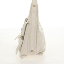 FENDI Mamma Baguette Shoulder Bag Leather White Gold Auth 154081M-4