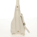 FENDI Mamma Baguette Shoulder Bag Leather White Gold Auth 154081M-5