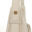 FENDI Mamma Baguette Shoulder Bag Leather White Gold Auth 154081M-6